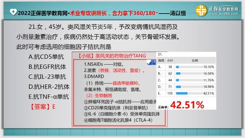 类风关的药物治疗TANG 临床医师入学测评42.51 正确率 