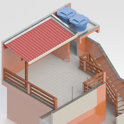 屋顶 带梯子 绘制模型