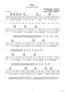 Cher吉他谱 六线谱 器乐乐谱 中国曲谱网 