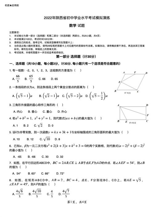 自己出了一份中考数学试卷 按照陕西省模式命制