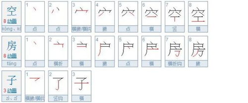 空房子多少笔画 