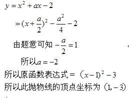 已知抛物线y x方 ax 2的对称轴方程为x 1,则此抛物线的顶点坐标为 