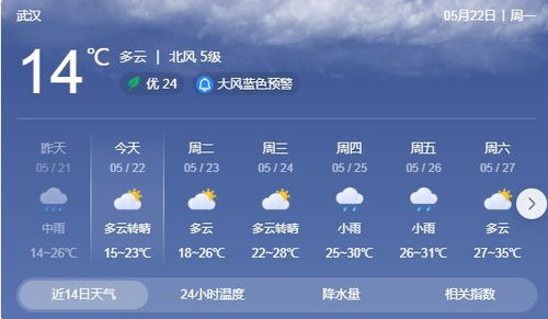 武汉气温大跳水, 今日最高22