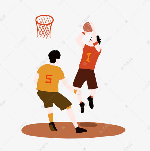扁平风橘色系两个男孩打球运动健身手绘素材图片免费下载 千库网 