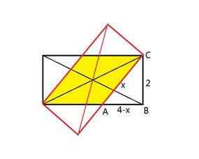 将两张长为4宽为2的矩形纸条交叉并旋转,使重叠部分成为一个菱形,那么旋转过程中,菱形的周长的最大值 