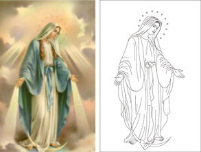 圣母人物线条黑白图设计平面图下载 雕花CAD图片大全 编号 15676754 