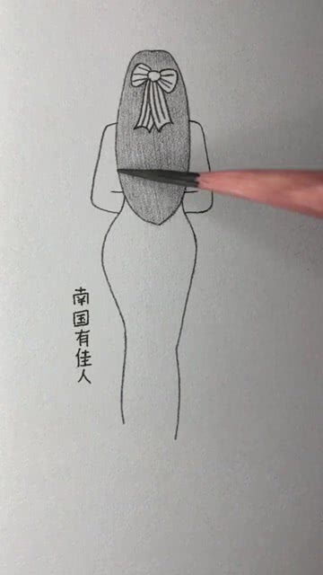 画美丽温柔的女生背影 