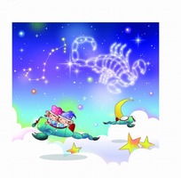 星座插画 天蝎座星座图和蝎子飞机上的儿童下载 2040811 