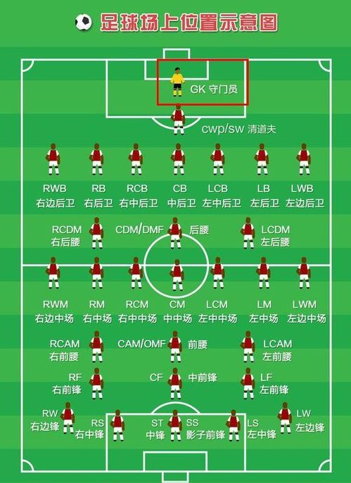 足球队员的位置名称和图片解释 