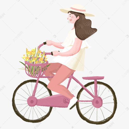 彩色骑自行车的女孩元素素材图片免费下载 千库网 