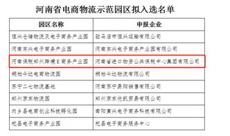 河南冷链 快递 电商物流示范园区评定结果公示