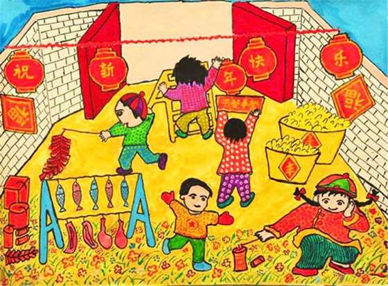 春节绘画作品,春节绘画儿童绘画参考模板(2023)