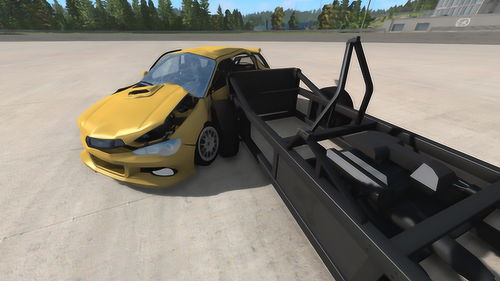 BeamNG 开足马力 移动小车撞向轿车侧面,损坏程度有多少 