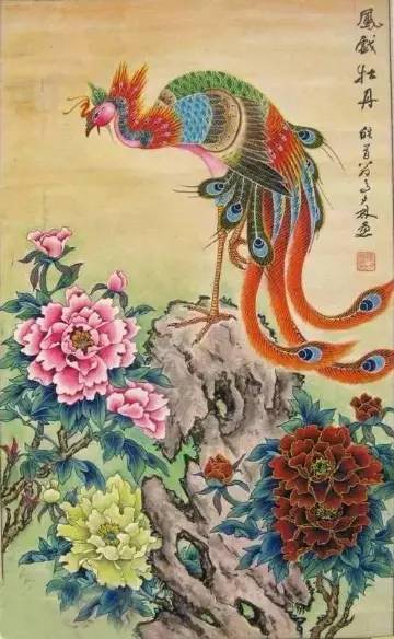 百花迎春凤凰图,富贵吉祥