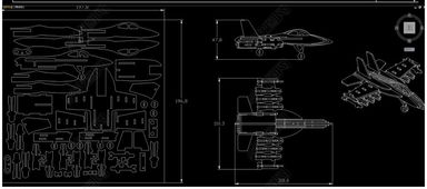 激光切割工艺品CAD图纸3D拼装图飞机设计平面图下载 
