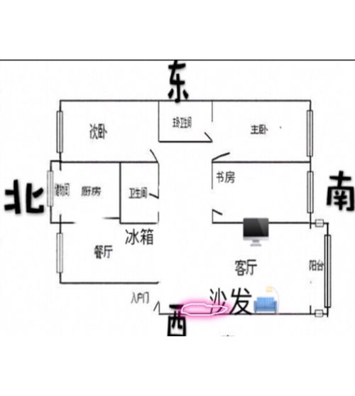 请问懂风水的各位大师,鱼缸摆放到红色标注位置好不好 