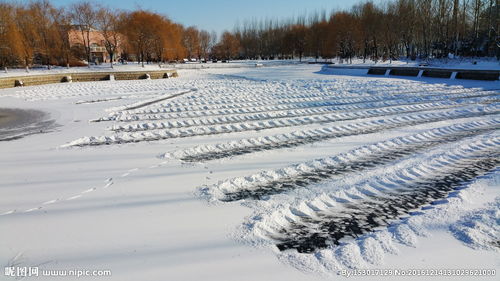 冬天湖面上的积雪图片 