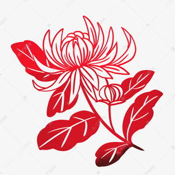 红色菊花花卉剪纸素材图片免费下载 千库网 