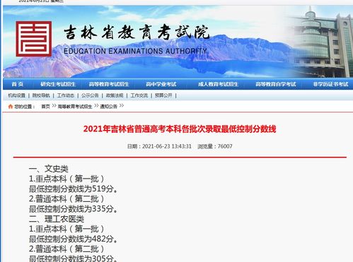 吉林省高考本科分数线2023？2021年吉林省高考分数线是多少