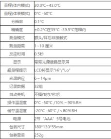 非接触红外额温计体表体内温度标准