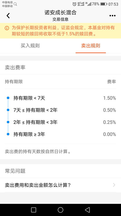 定投基金赎回手续费