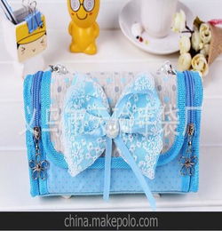新款韩版珍珠蕾丝可爱女童铅笔盒 大容量文具袋学生多功能1328