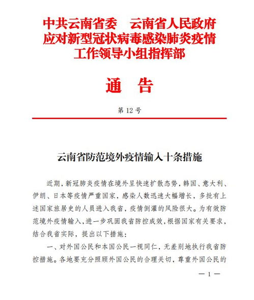 云南疫情防控最新十条措施(云南疫情防控最新十条措施公告)