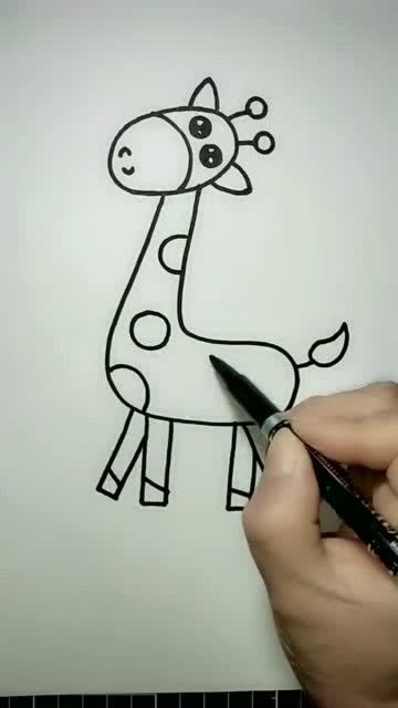 好美的长颈鹿,原来画起来这么简单,一定要收藏起来给宝宝学习 