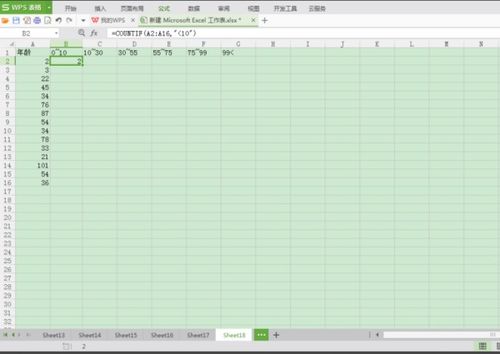 EXcel 中怎么计算年龄段的人数 