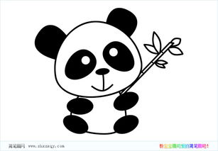 抱着竹子的可爱大熊猫简笔画图片