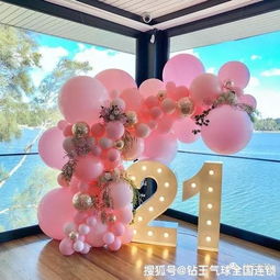 21岁女朋友生日粉色主题气球留影区 