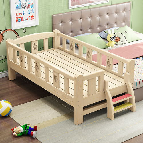 儿童床拼接大床加宽床婴儿床实木床边带护栏拼接床小床加床拼床