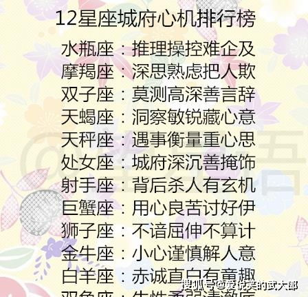 12星座城府心机排行榜,12星座男最 讨厌 的称呼