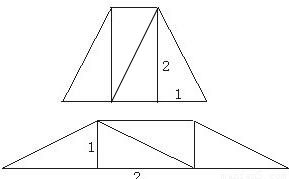 如图.把边长为2cm的正方形剪成四个全等的直角三角形.请用这四个直角三角形拼成符合下列要求的图形. 全部用上.互不重合且不留空隙 .并把你的拼法依照图示按实际大小画在方格内 