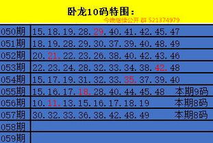 卧龙10码特围的数字是什么