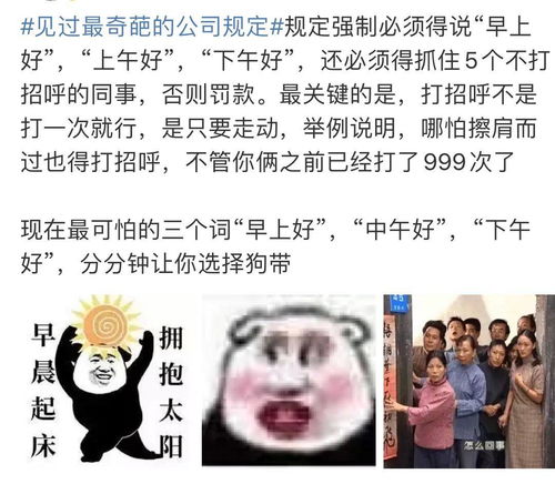 问候 早上好 成为强制规定 公司员工间不能组小团体,网友吐槽奇葩规定