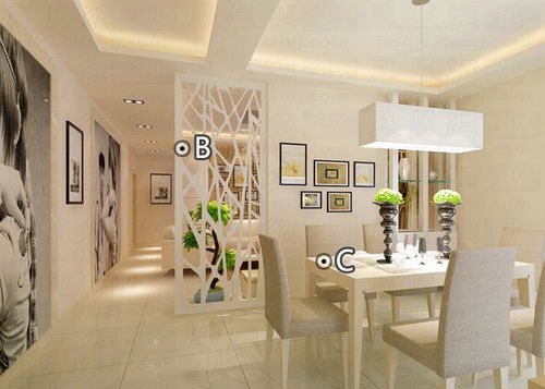 客厅与餐厅隔断造型设计效果图,巧妙一厅变两厅