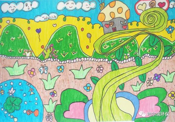 绿色环保主题儿童绘画作品展示