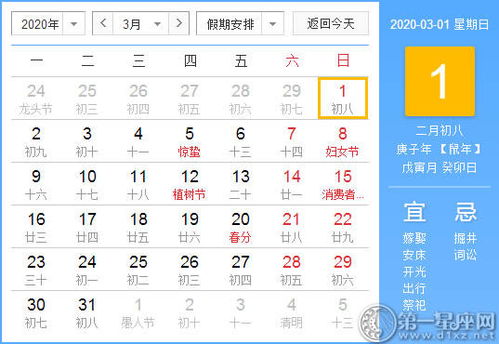 2020年3月1日黄历查询 