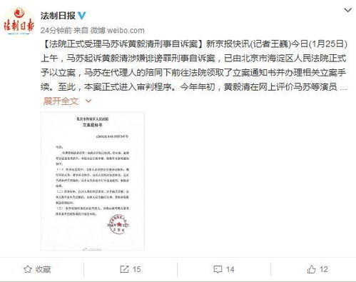 法院正式受理马苏诉黄毅清刑事自诉案,详解何谓刑事自诉 