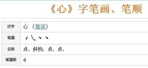 心字的笔顺笔画顺序 