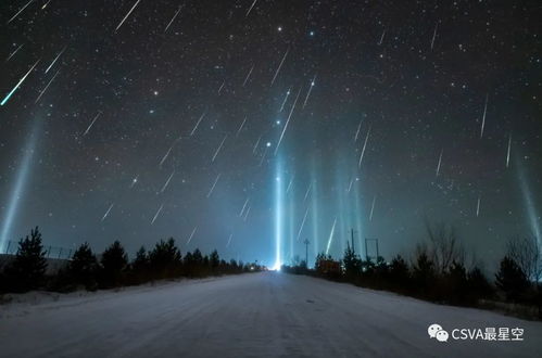 寒夜灯柱 流星雨 CSVA星空摄影师拍下奇特瞬间,可能是全球惟一记录