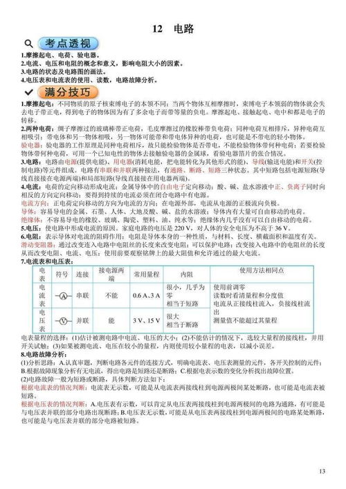 中考物理考点透析以及满分技巧