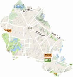 平湖街道高清地形地图,平湖街道高清谷歌地形地图 