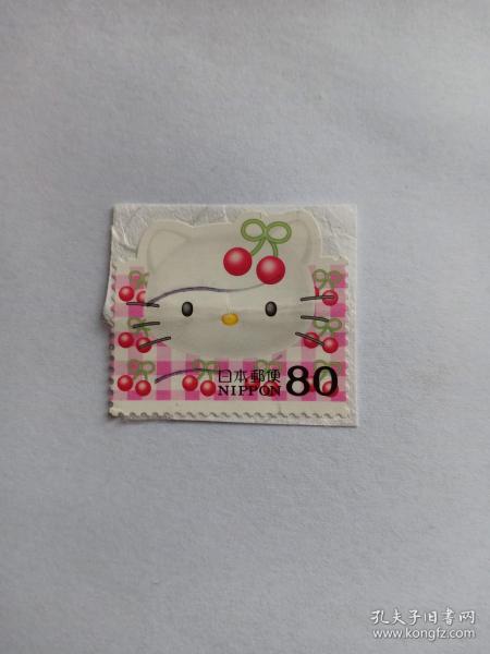 日本邮票 异形邮票 80日元 凯蒂猫Hello Kitty 2004年发行 邮票剪片 kitty是日本著名卡通人物凯蒂猫的英文名,Kitty 猫诞生于1974年,由第一代设计师清水侑子设计 