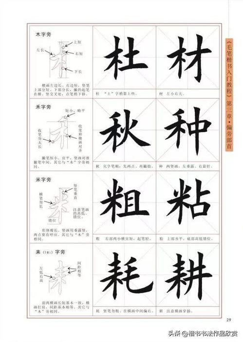 毛笔楷书入门字帖教程