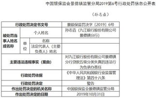 九江银行贷款五级分类失真 3名涉事员工遭警告