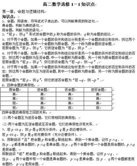 高中数学基本知识框架