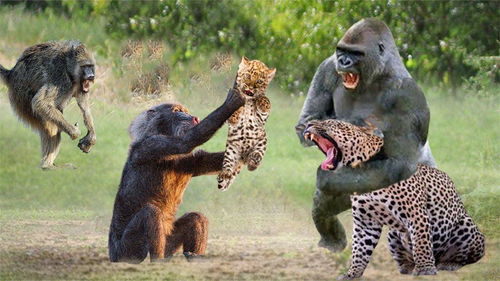 太残酷了 疯狂的狒狒追逐,攻击豹子妈妈并杀死幼崽 