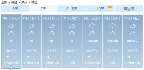 漳州十五天天气预报,第4-6天：阵雨可能，气温波动较大